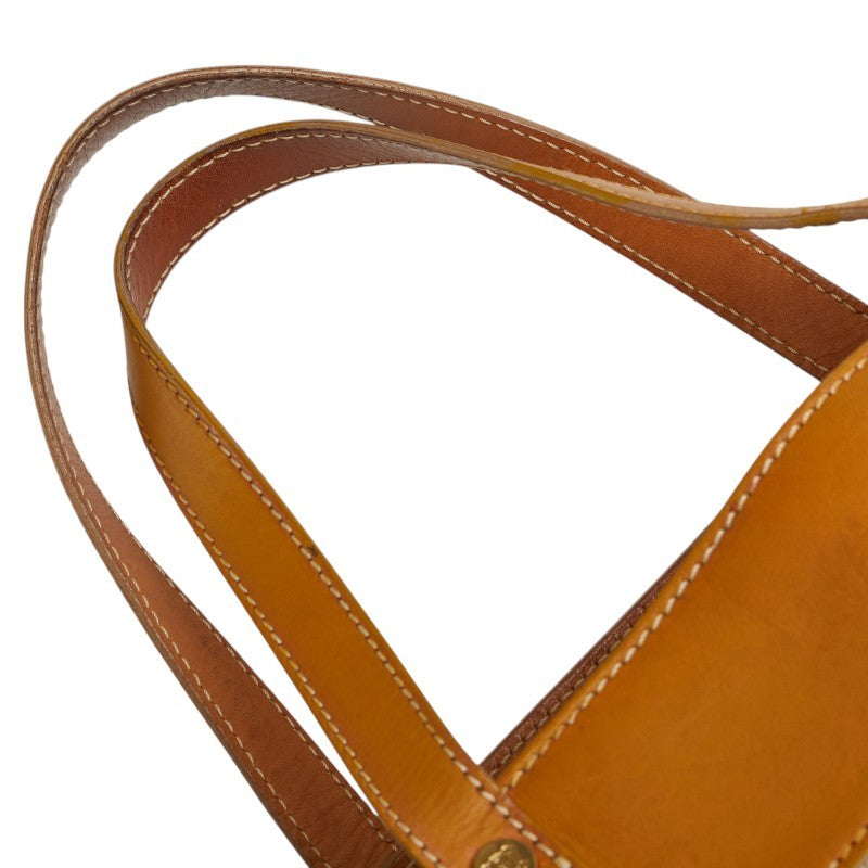 CELINE handbag Purse C Macadam Navy Denim Brown Leather Women's Authentic Used