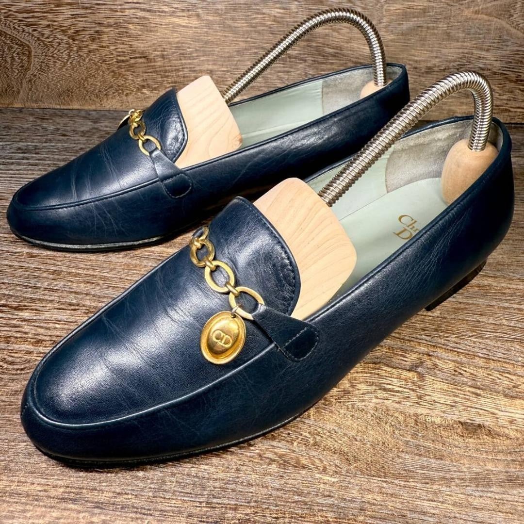 Christian Dior Flat Shoes Pumps Heel EU 35.5 US 5.5 Navy Authentic