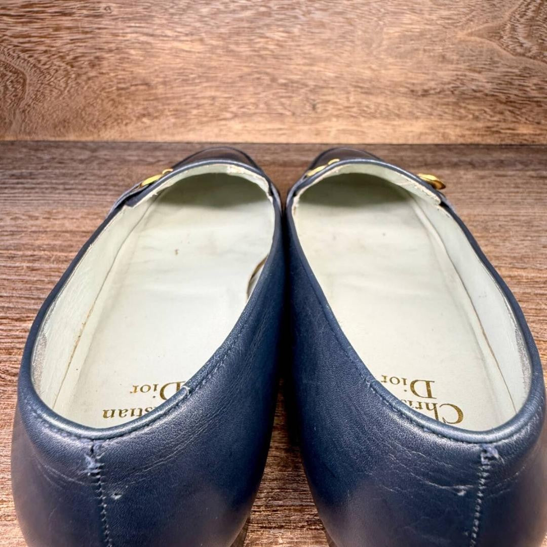 Christian Dior Flat Shoes Pumps Heel EU 35.5 US 5.5 Navy Authentic