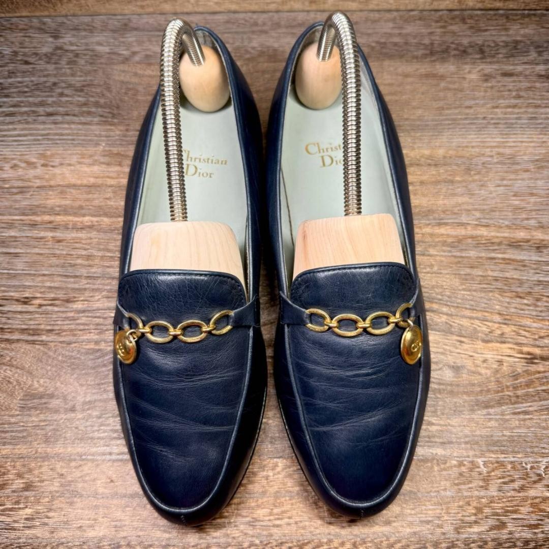 Christian Dior Flat Shoes Pumps Heel EU 35.5 US 5.5 Navy Authentic