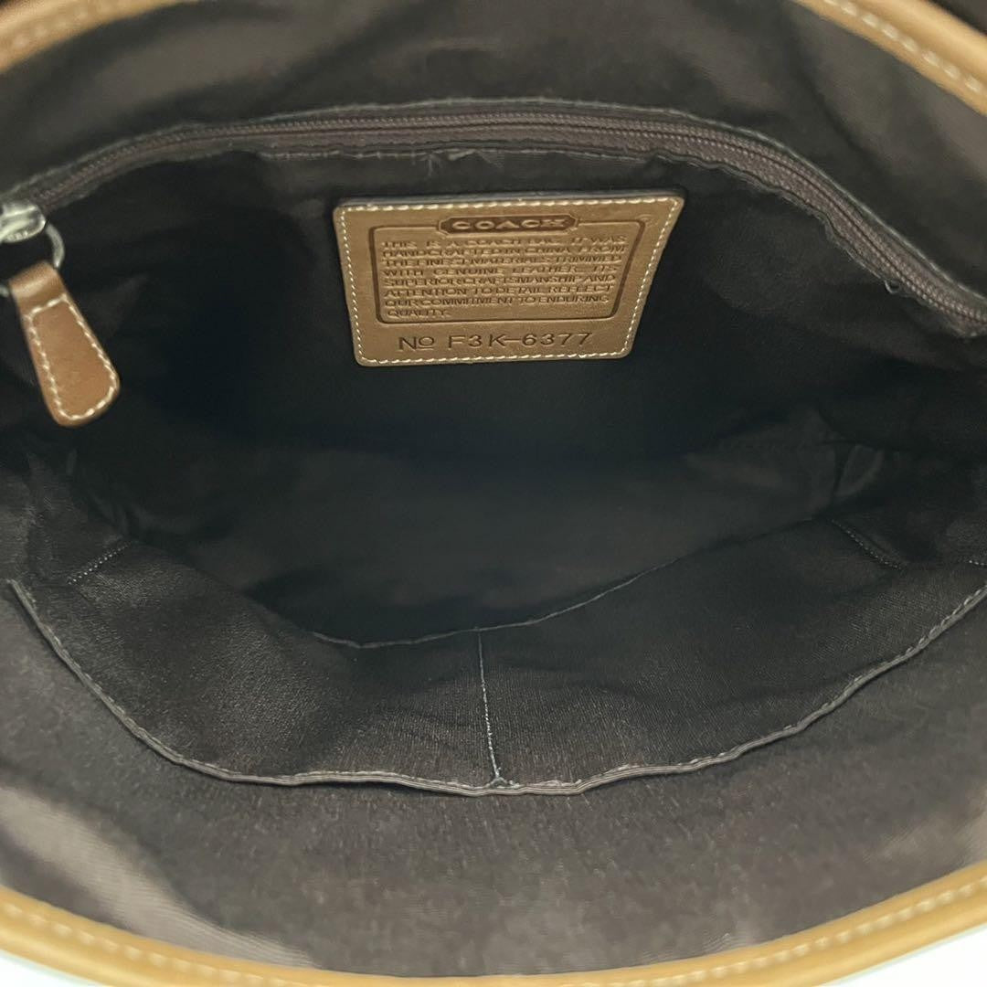 COACH Shoulder Bag Purse Canvas Leather Brown Authentic
