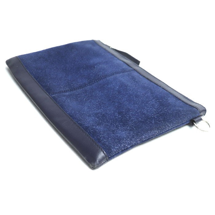 BALENCIAGA Clutch Bag Second Bag Suede Leather Blue Navy Authentic
