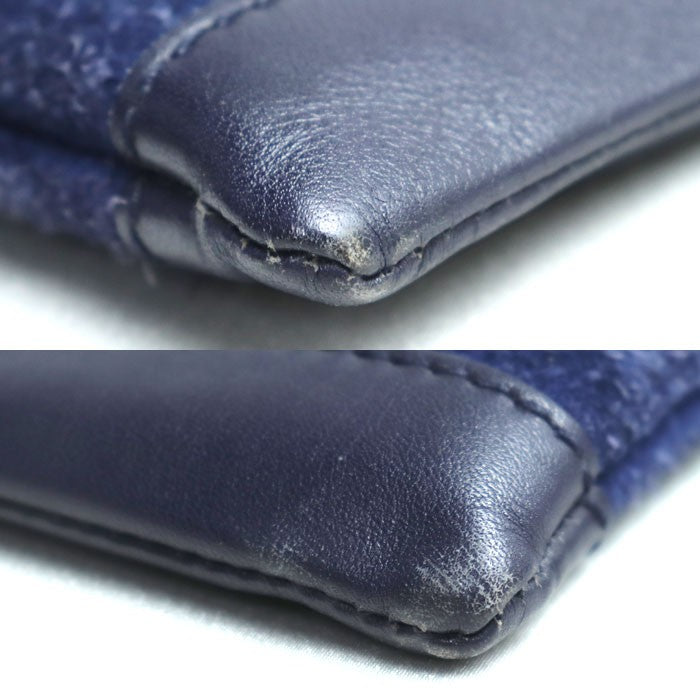 BALENCIAGA Clutch Bag Second Bag Suede Leather Blue Navy Authentic