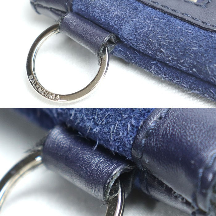 BALENCIAGA Clutch Bag Second Bag Suede Leather Blue Navy Authentic