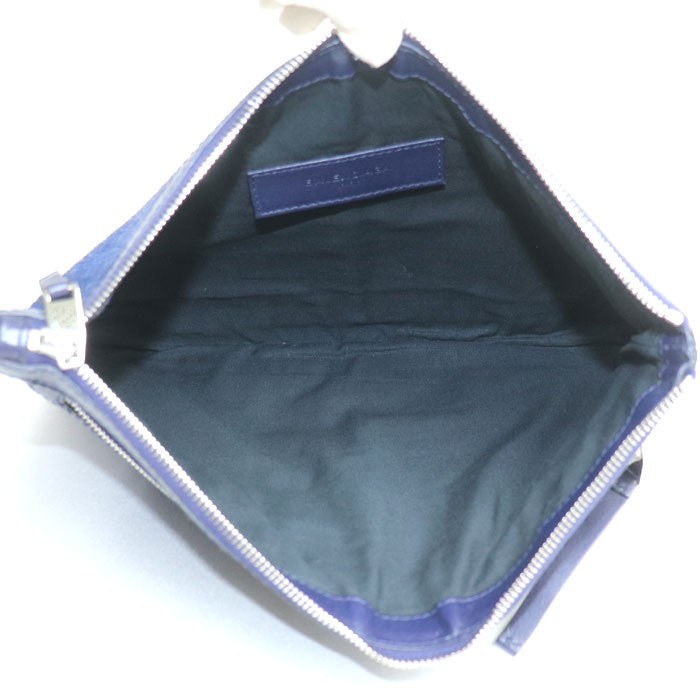 BALENCIAGA Clutch Bag Second Bag Suede Leather Blue Navy Authentic