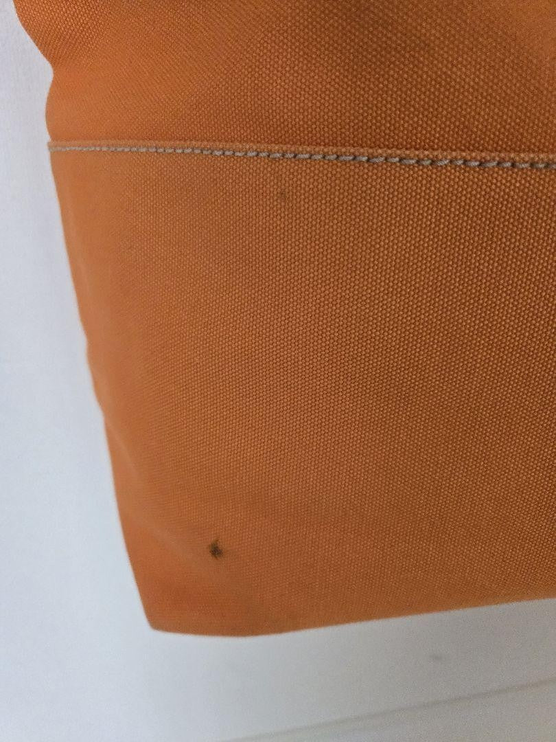 MIU MIU Hand Bag Tote Purse Canvas Leather Orange Authentic