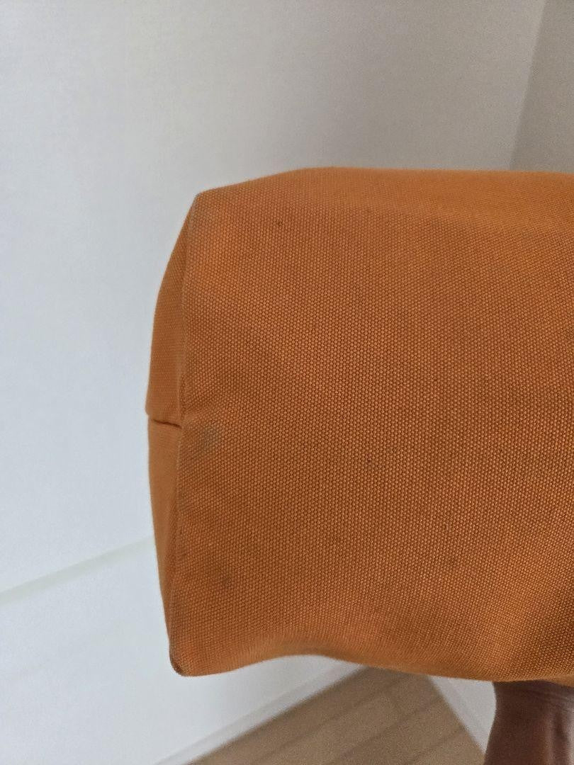 MIU MIU Hand Bag Tote Purse Canvas Leather Orange Authentic