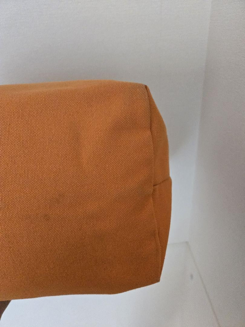 MIU MIU Hand Bag Tote Purse Canvas Leather Orange Authentic