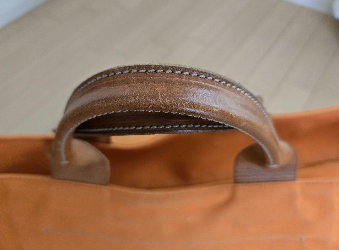 MIU MIU Hand Bag Tote Purse Canvas Leather Orange Authentic