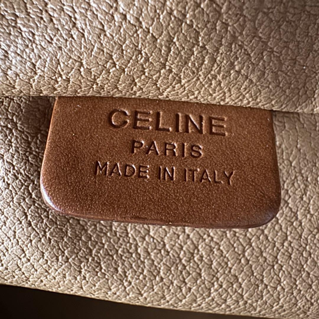CELINE Pouch Vanity Purse Triomphe macadam pattern leather pvc brown Authentic
