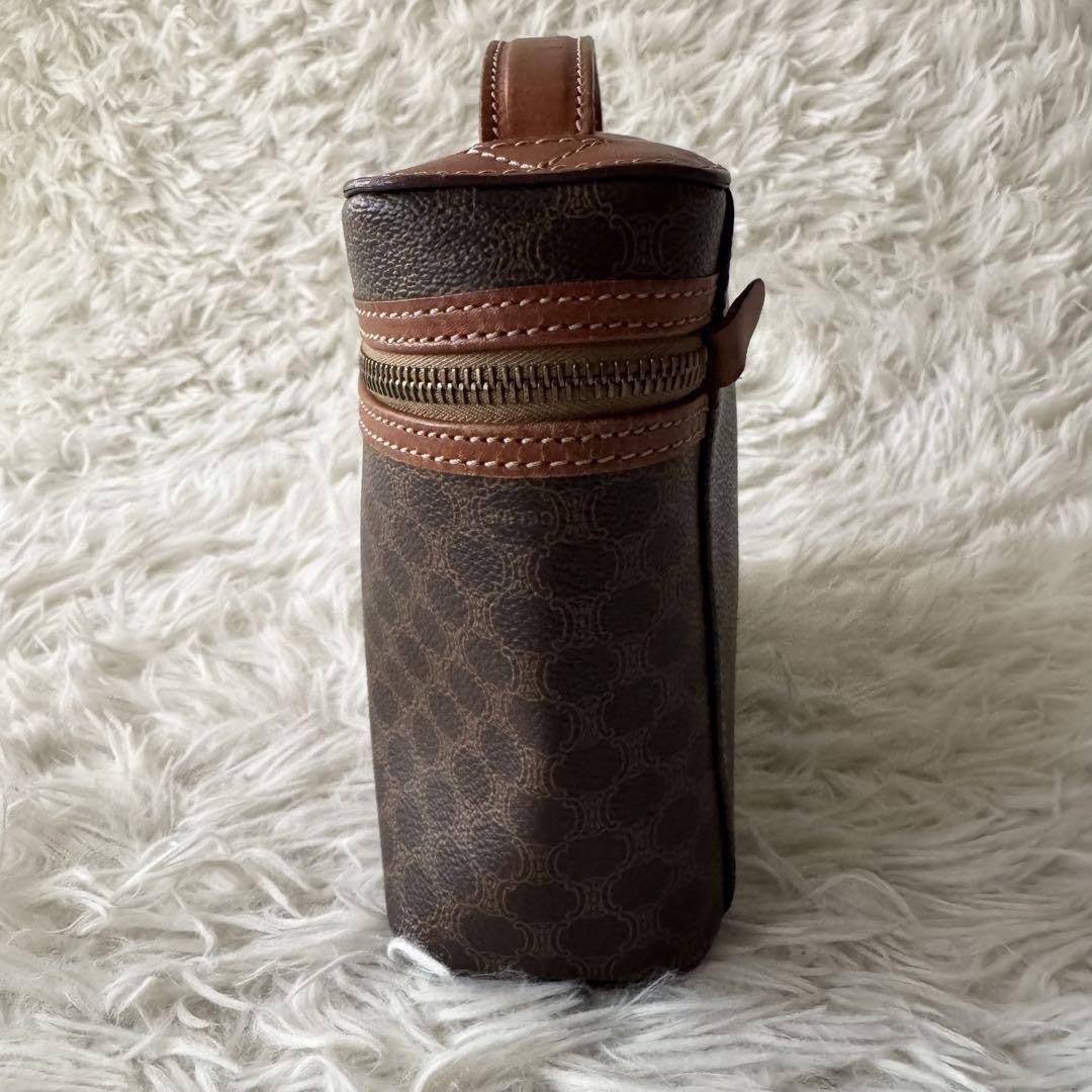 CELINE Pouch Vanity Purse Triomphe macadam pattern leather pvc brown Authentic