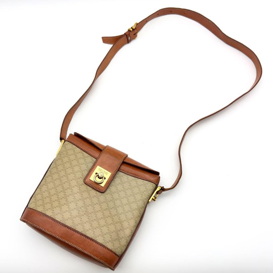 CELINE Macadam Purse Gancini bucket shoulder bag Leather PVC Used Unisex