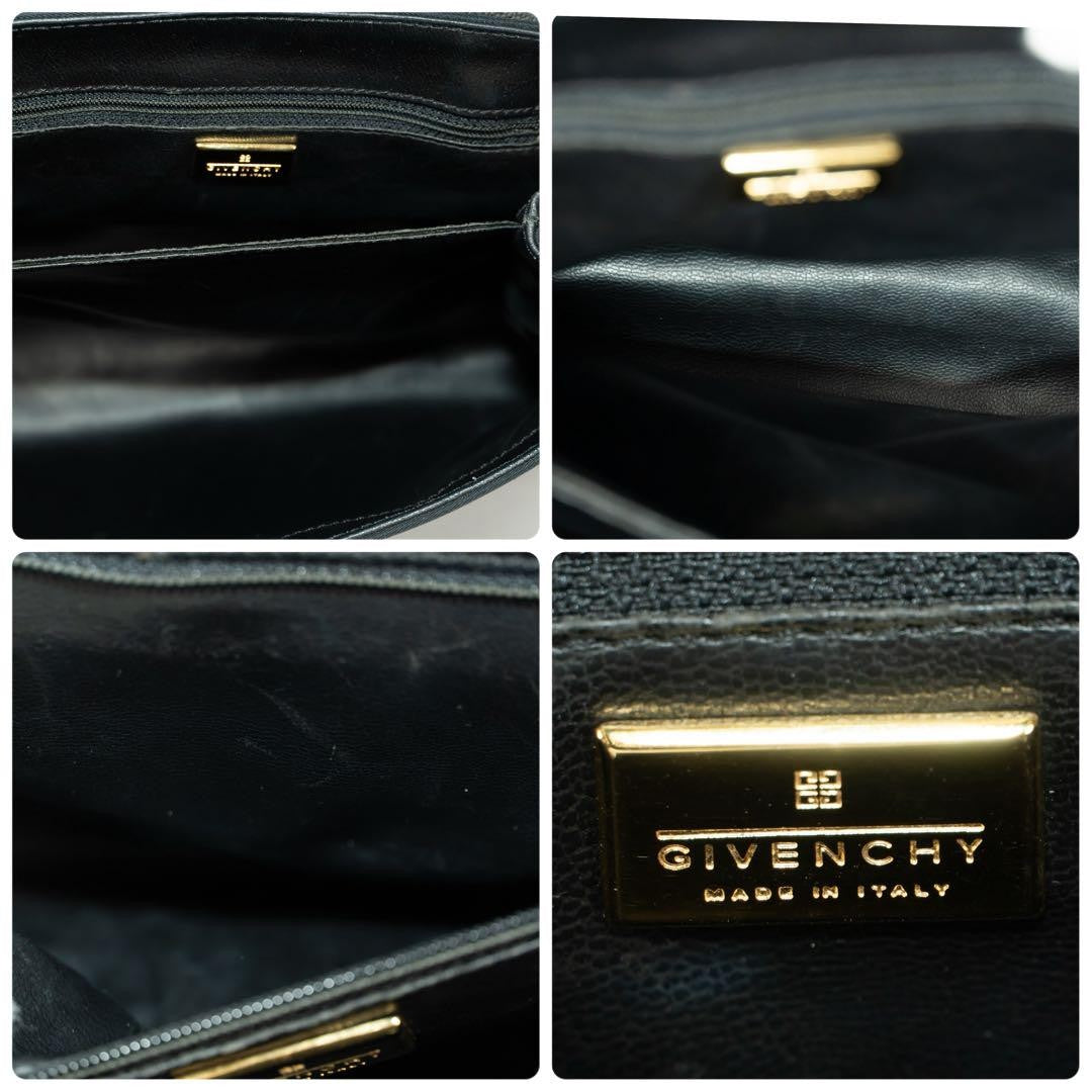 GIVENCHY Hand Bag Purse 4G logo Grained leather Authentic Black Women's Used