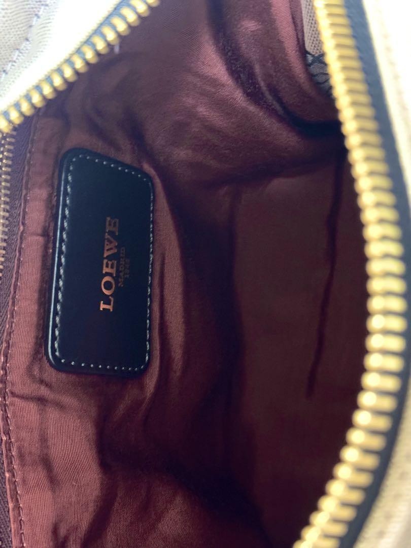 LOEWE shoulder bag Anagram Purse Canvas Leather Black Authentic Women's Used