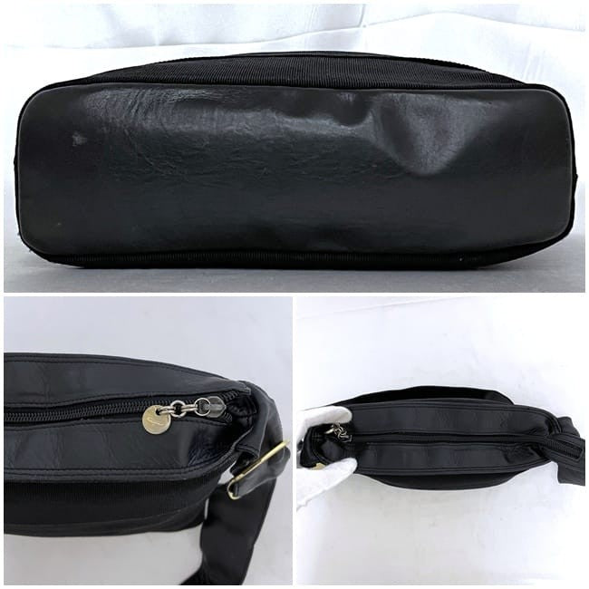 Salvatore Ferragamo shoulder bag Purse VARA Black Canvas Leather Authentic Used