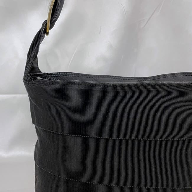 Salvatore Ferragamo shoulder bag Purse VARA Black Canvas Leather Authentic Used
