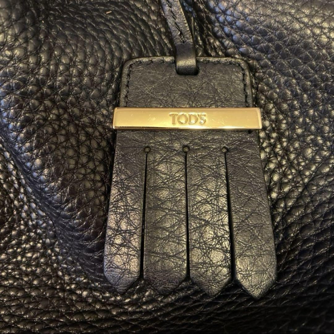 TOD'S Hand Bag Tote Purse Leather Black Authentic