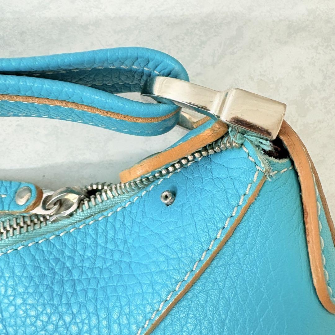TOD'S Hand Shoulder Bag Tote Purse Leather Blue Authentic