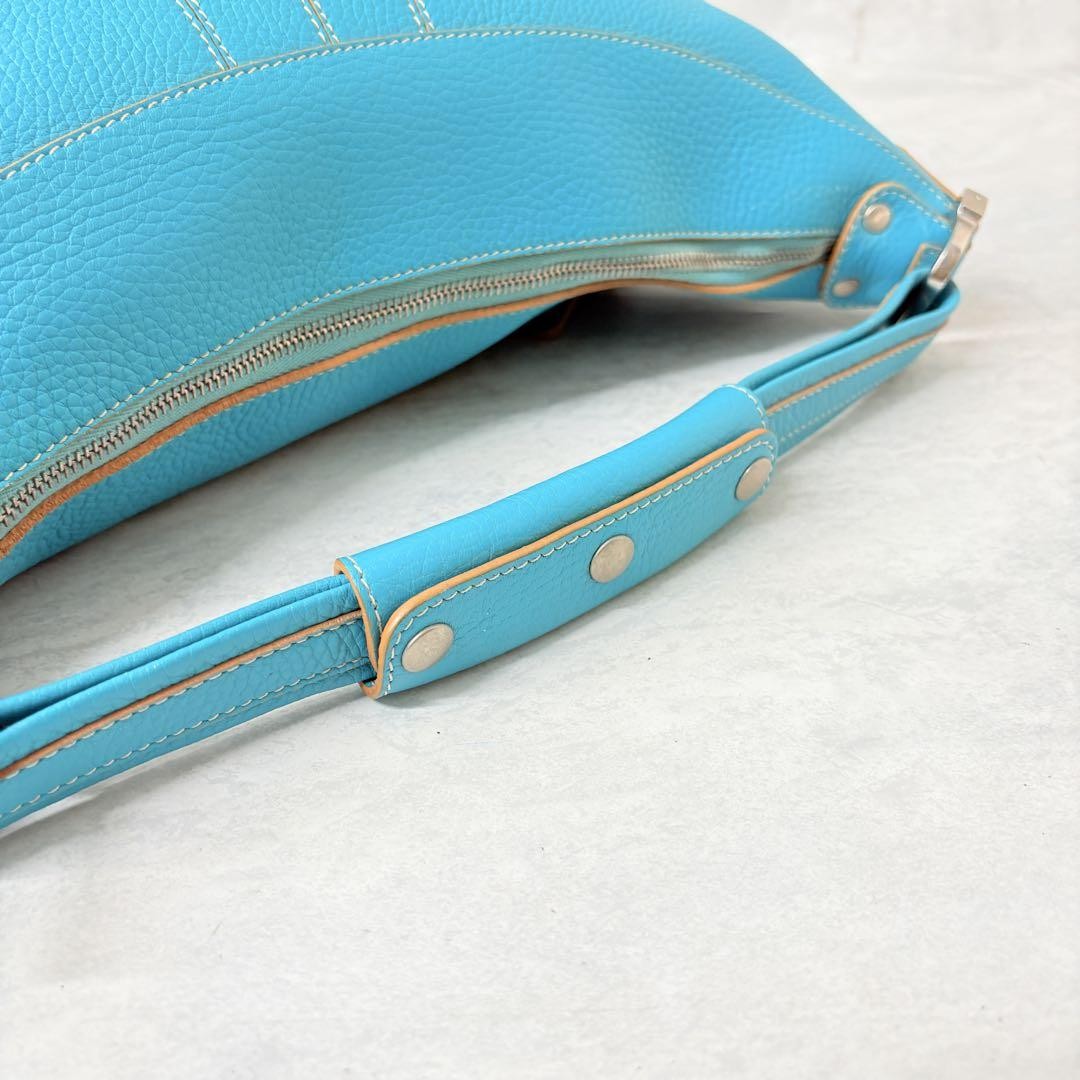 TOD'S Hand Shoulder Bag Tote Purse Leather Blue Authentic