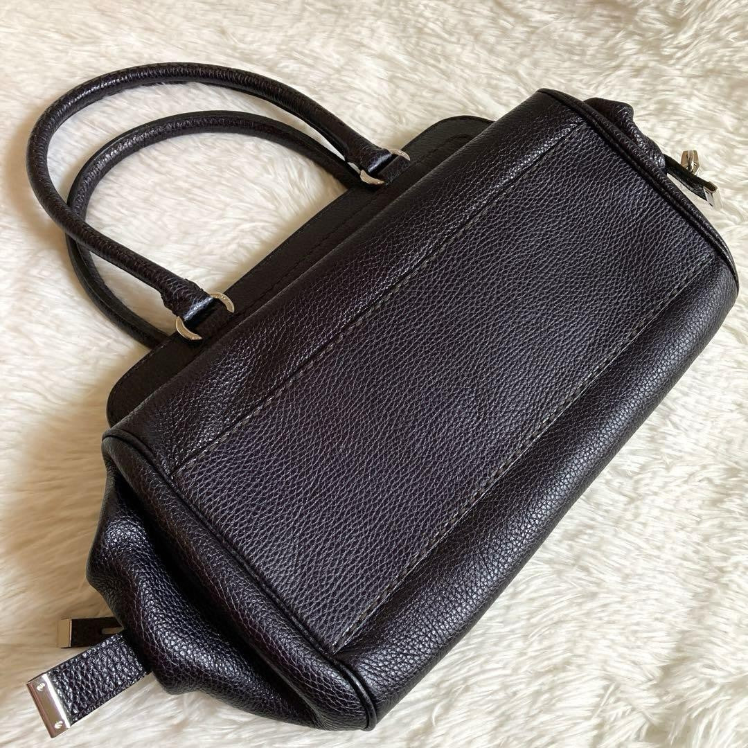 TOD'S Hand Shoulder Bag Tote Purse Leather Navy Authentic