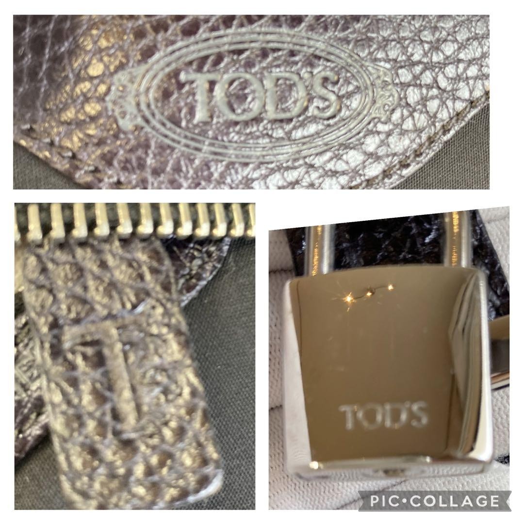 TOD'S Hand Shoulder Bag Tote Purse Leather Navy Authentic
