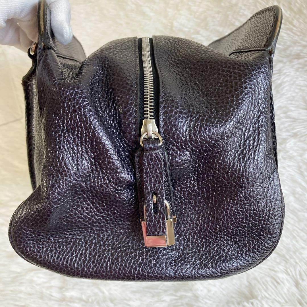 TOD'S Hand Shoulder Bag Tote Purse Leather Navy Authentic