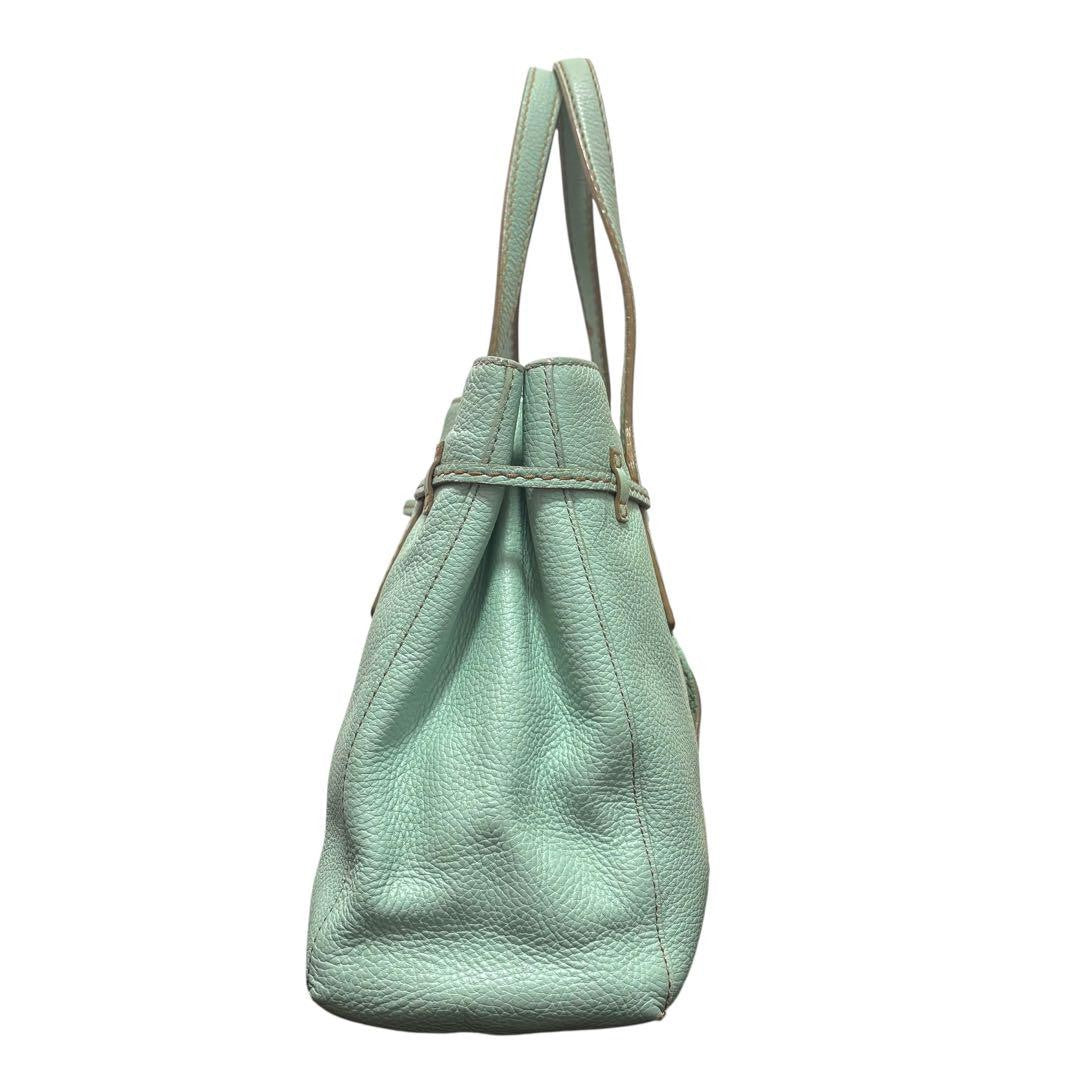 TOD'S Hand Bag Tote Purse Leather Mint Green Authentic