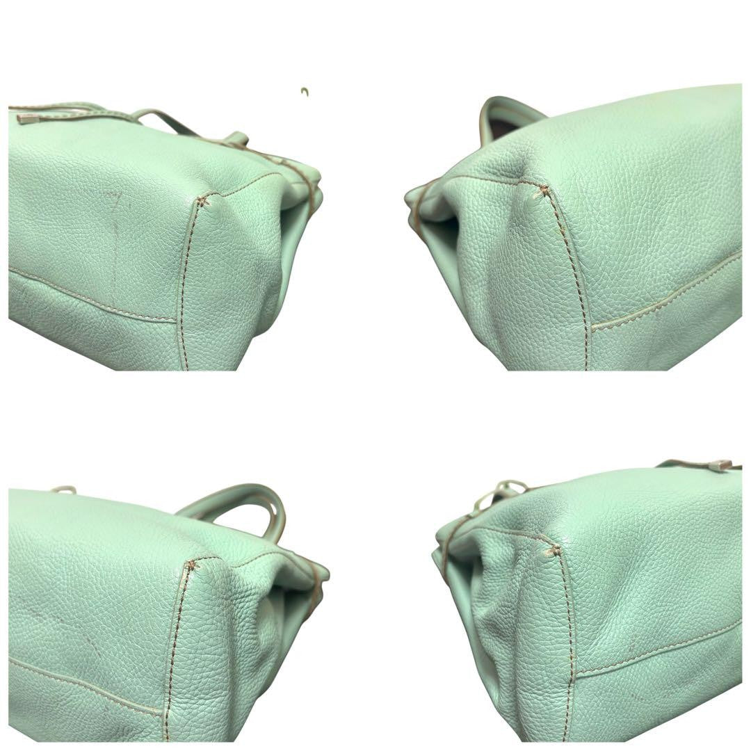 TOD'S Hand Bag Tote Purse Leather Mint Green Authentic