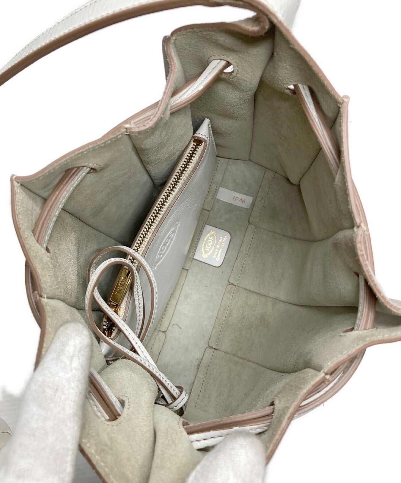 TOD'S Shoulder Bag Purse TSC Sacca Micro Bag Beige Authentic