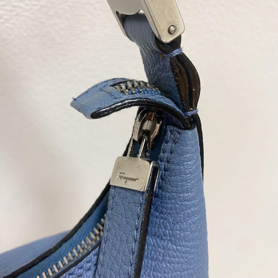 Salvatore Ferragamo Shoulder Bag Purse Blue Authentic