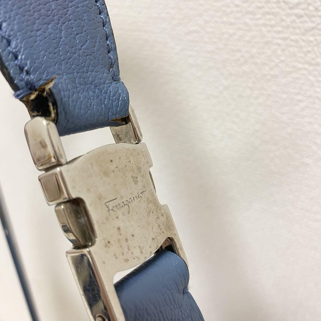 Salvatore Ferragamo Shoulder Bag Purse Blue Authentic