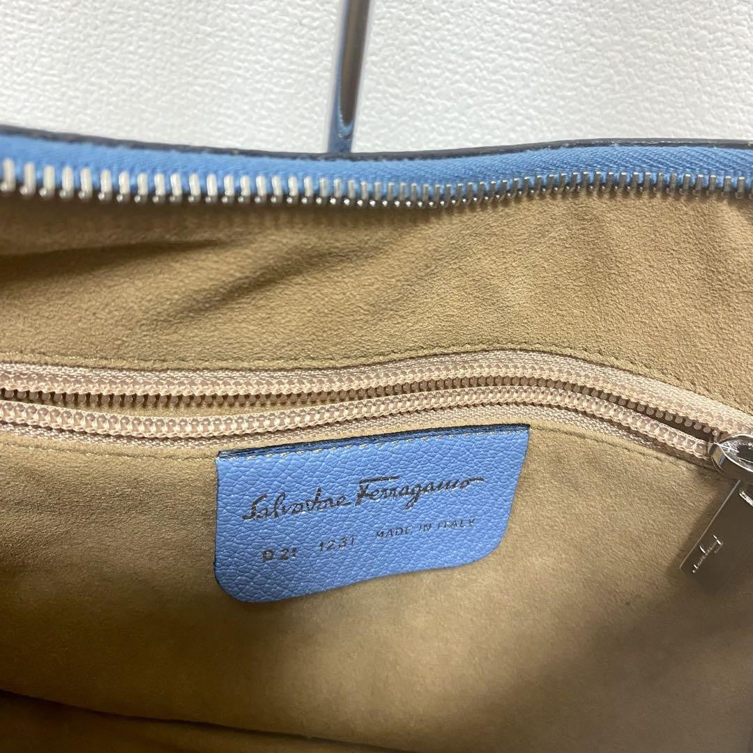 Salvatore Ferragamo Shoulder Bag Purse Blue Authentic