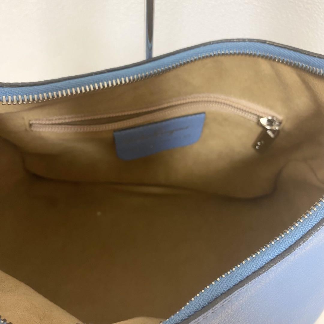 Salvatore Ferragamo Shoulder Bag Purse Blue Authentic