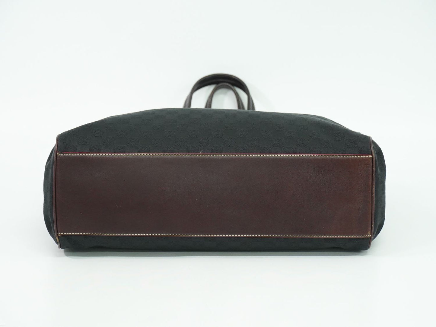 LOEWE Hand Shoulder Bag Tote Purse Anagram Canvas Black Gray Authentic