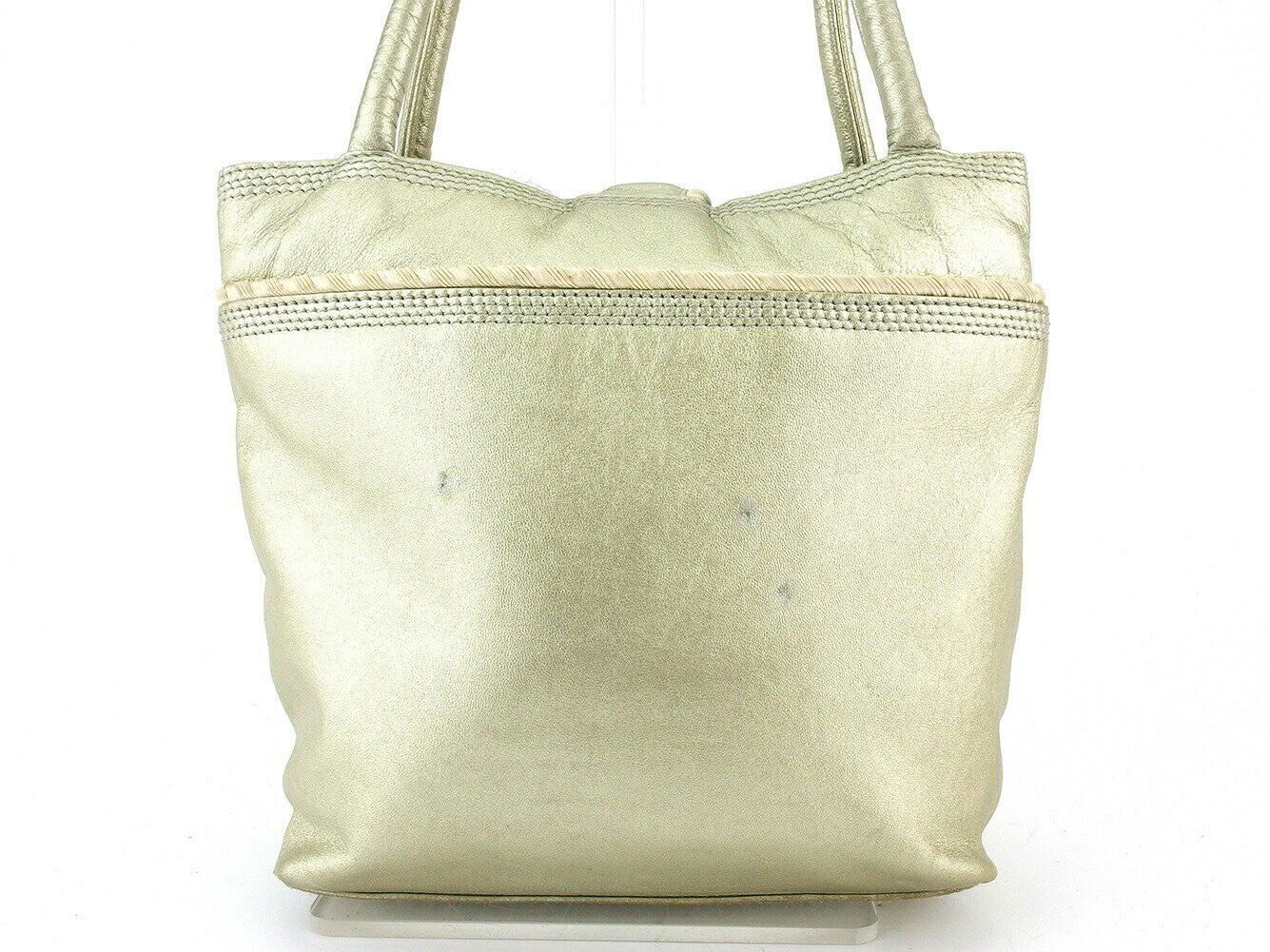 LOEWE Hand Bag Tote Purse Gold Beige Authentic