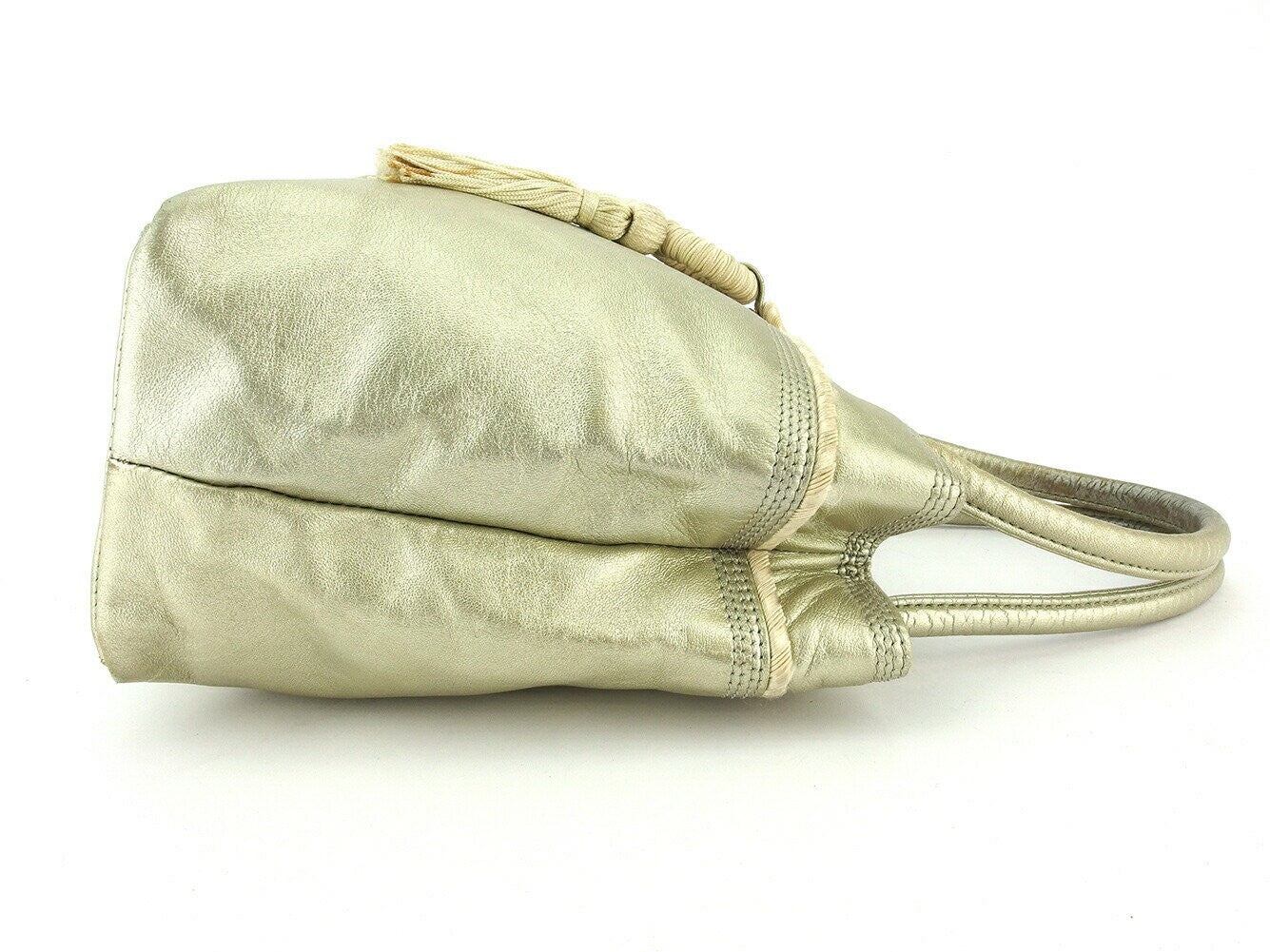 LOEWE Hand Bag Tote Purse Gold Beige Authentic