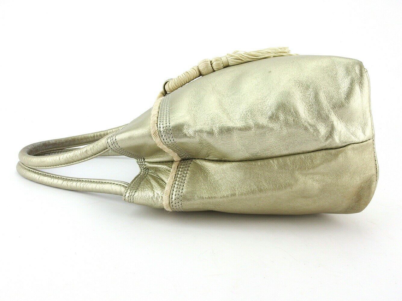 LOEWE Hand Bag Tote Purse Gold Beige Authentic