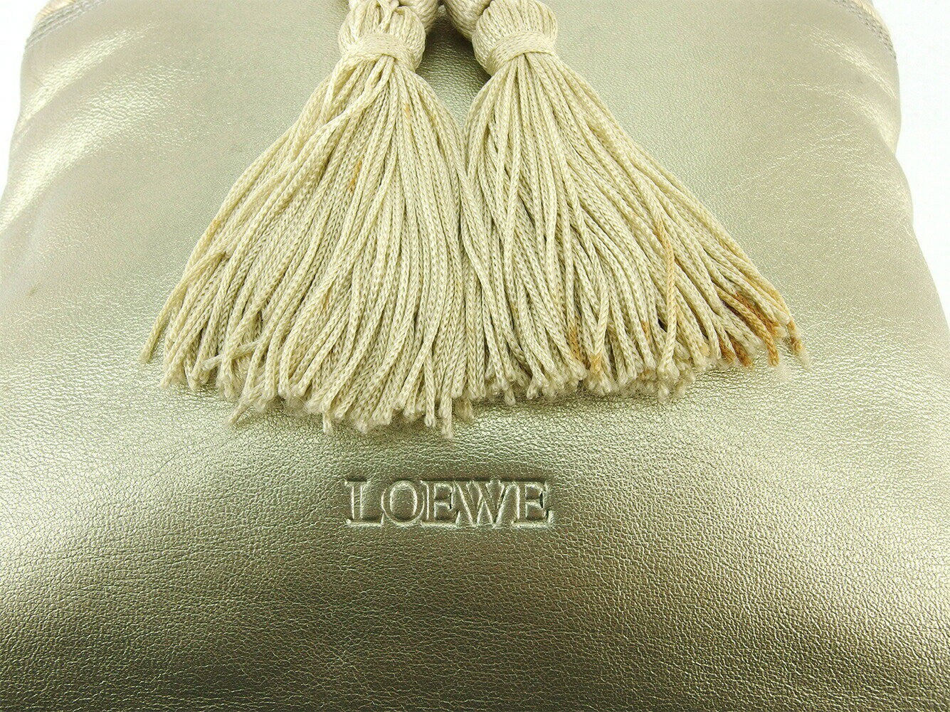 LOEWE Hand Bag Tote Purse Gold Beige Authentic