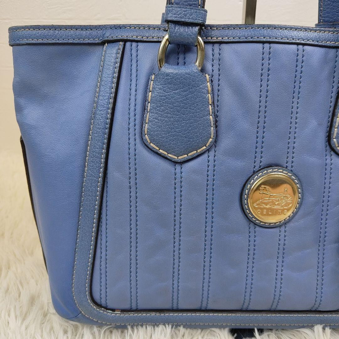 CELINE Hand Bag Tote Purse Horse carriage Leather Authentic