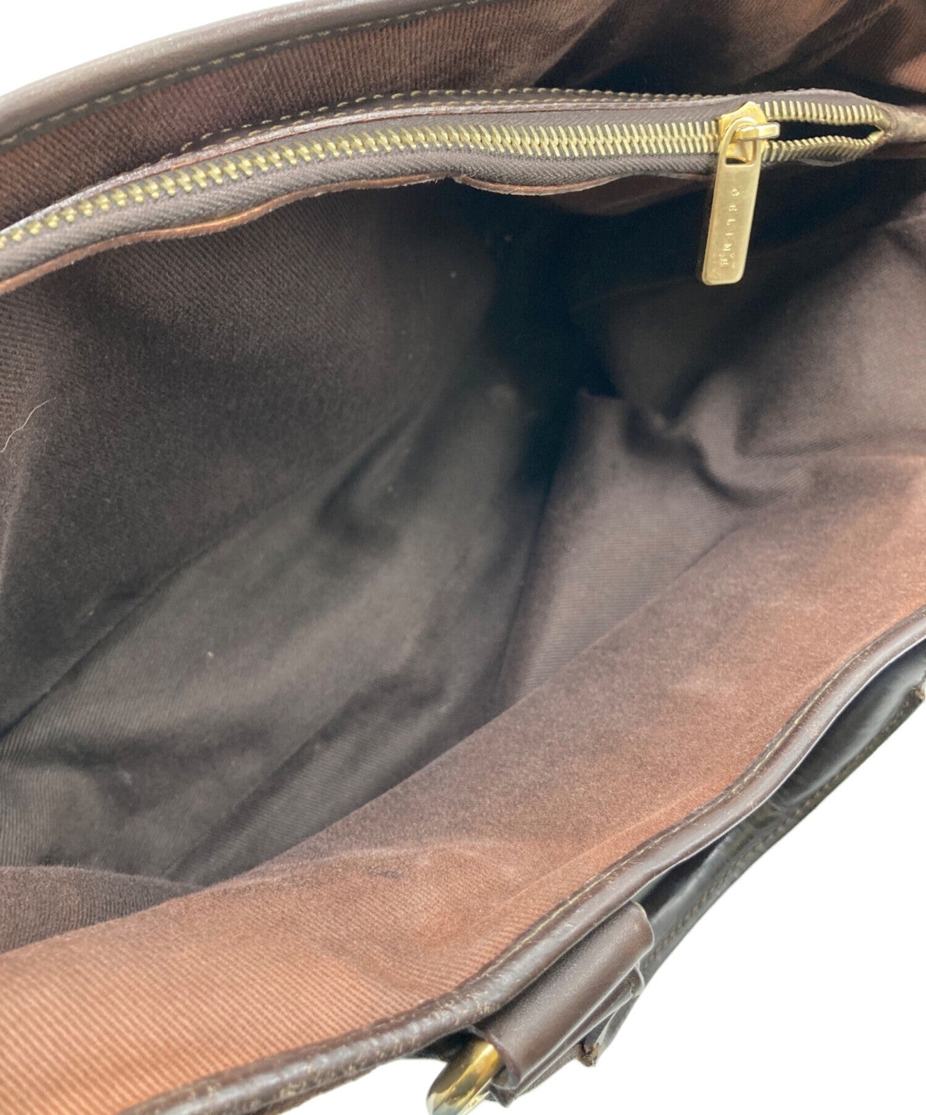 CELINE Hand Bag Tote Purse C Macadam Boogie Suede Brown Authentic