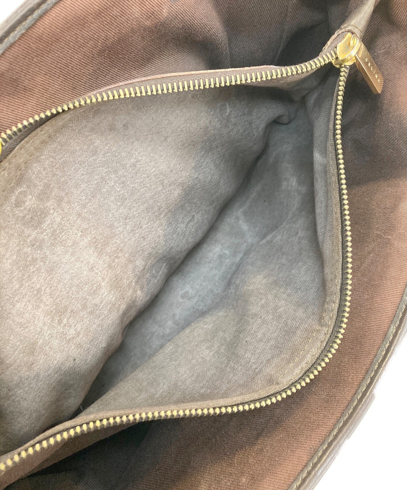 CELINE Hand Bag Tote Purse C Macadam Boogie Suede Brown Authentic