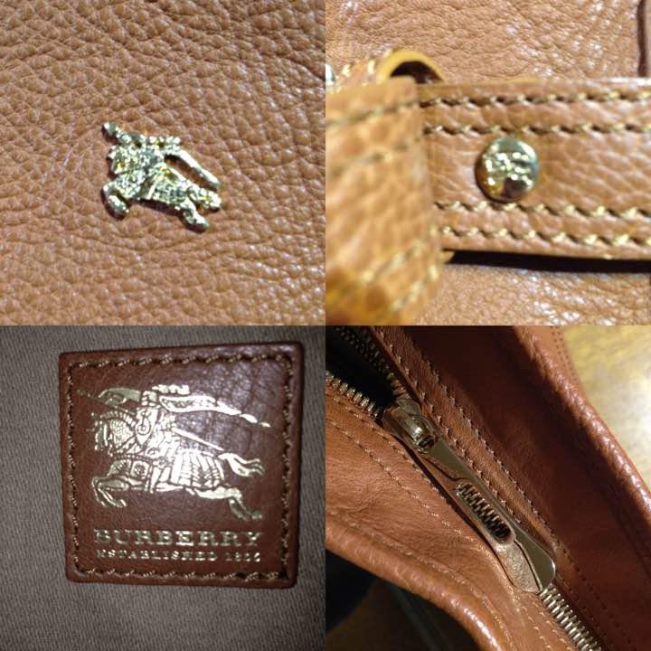 BURBERRY Shoulder Bag Purse Leather Brown Authentic