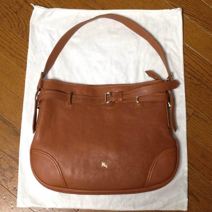 BURBERRY Shoulder Bag Purse Leather Brown Authentic