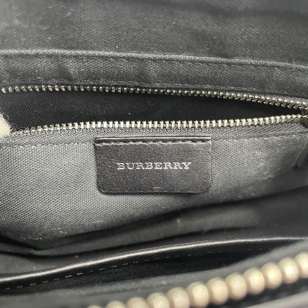 BURBERRY Shoulder Bag Purse Nova Check Wool Leather Red Black Authentic