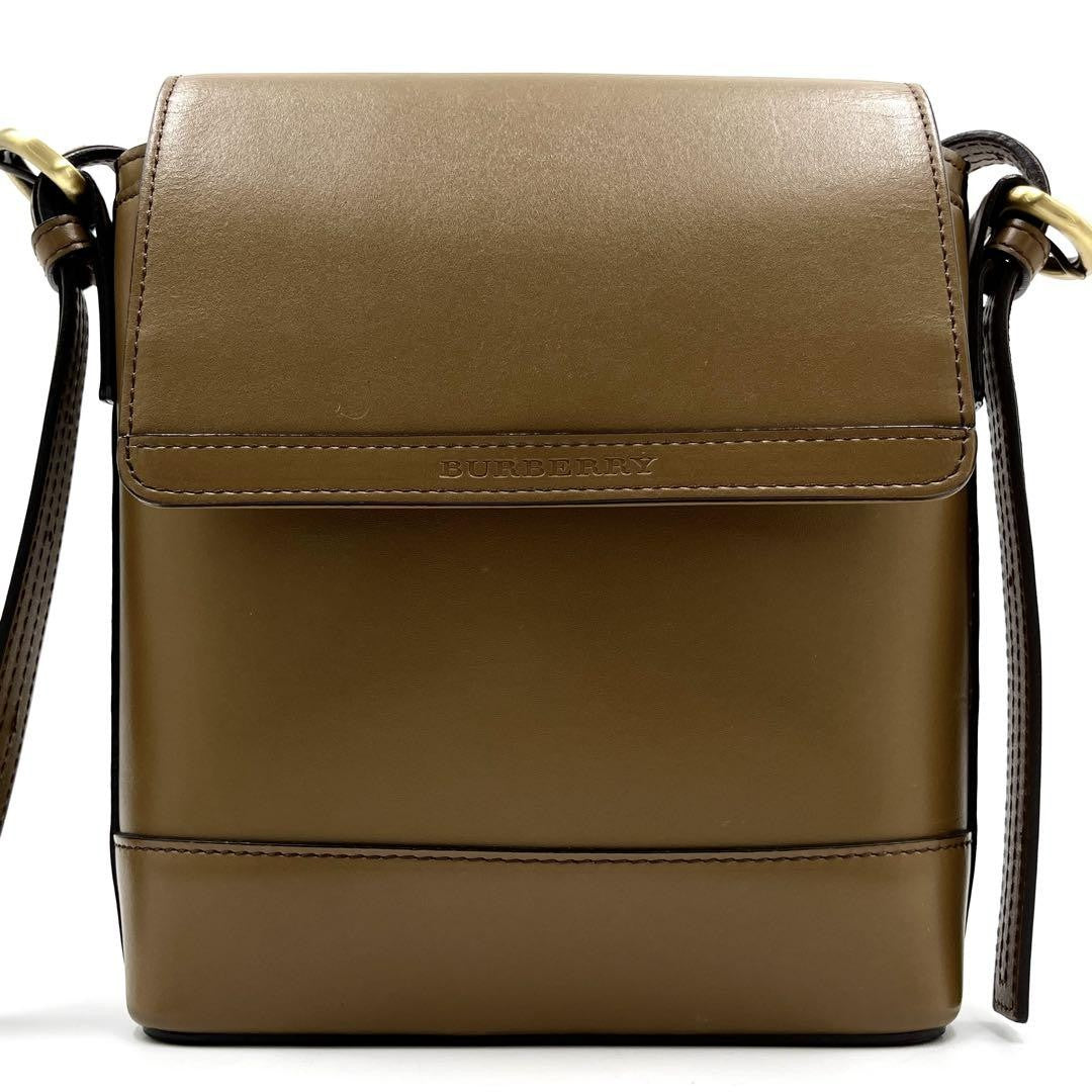 BURBERRY Shoulder Bag Purse Nova Check Leather Light Brown Authentic