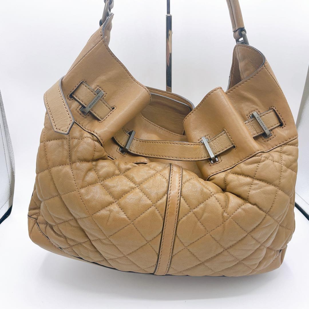 BURBERRY Hand Bag Tote Purse Nova Check Quilting Authentic