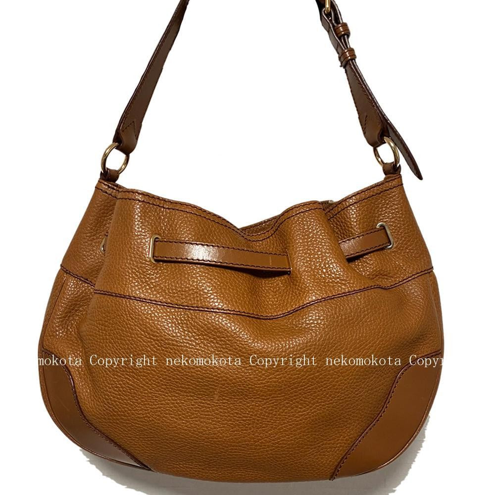 BURBERRY Shoulder Bag Purse Nova Check Leather Camel Authentic