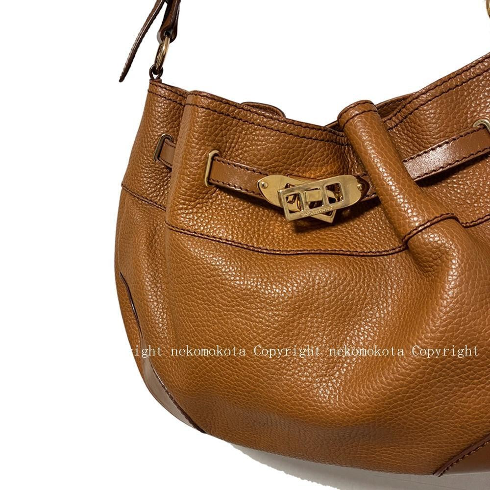 BURBERRY Shoulder Bag Purse Nova Check Leather Camel Authentic