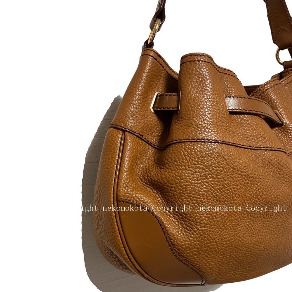 BURBERRY Shoulder Bag Purse Nova Check Leather Camel Authentic