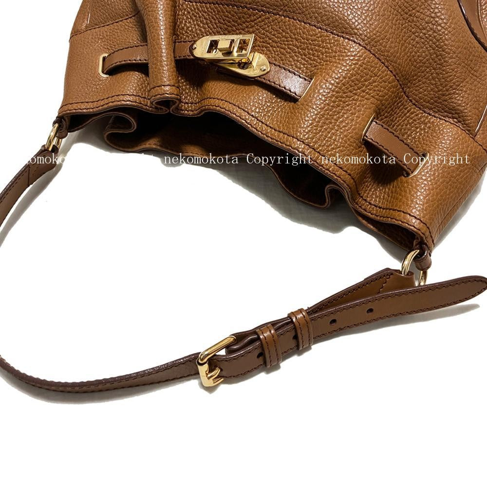 BURBERRY Shoulder Bag Purse Nova Check Leather Camel Authentic